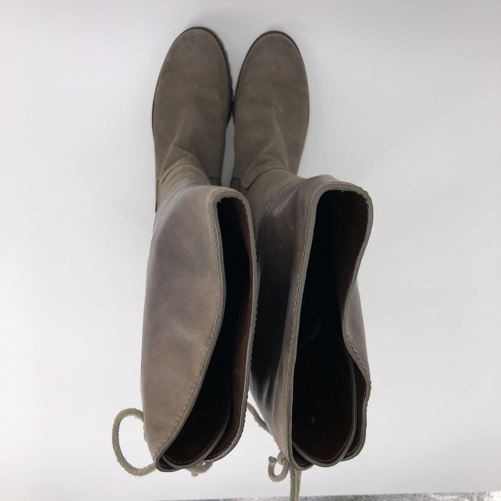 Cole Haan Nike Air Waterproof Knee High Boots Weathered Suede Leather Brown Lace - Picture 15 of 16